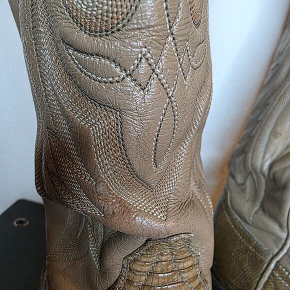 TONY LAMA 8817 TAUPE BEIGE TONED LIZARD LEATHER COWBOY BOOTS Men\'s Size 7.5 D main image 5